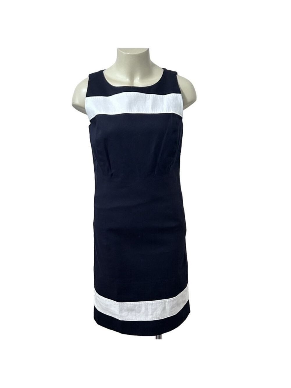 Rafaella Sleeveless Sheath Dress Size 10 Navy and White